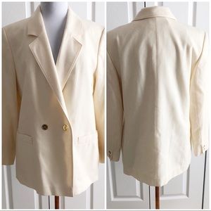 Vintage Pendleton cream & gold wool blazer. Sz 14W